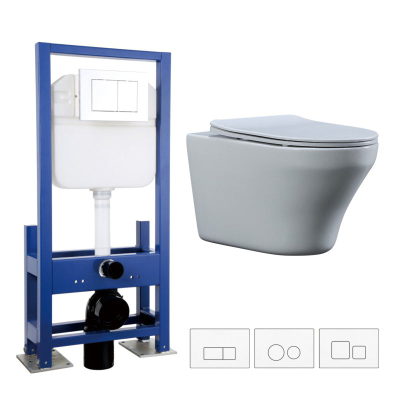 Contemporary All-In-One Flush Toilet Wall Mount Porcelain Toilet 14"L x 22"W x 14"H Toilet with Freestanding Tanker Clearhalo 'Bathroom Remodel & Bathroom Fixtures' 'Home Improvement' 'home_improvement' 'home_improvement_toilets' 'Toilets & Bidets' 'Toilets' 6974111