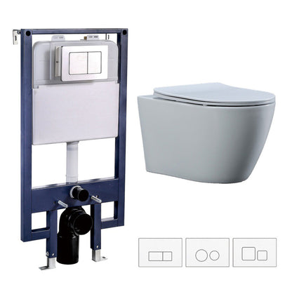 Contemporary All-In-One Flush Toilet Wall Mount Porcelain Toilet 14"L x 21"W x 14"H Toilet & Thin Tanker Clearhalo 'Bathroom Remodel & Bathroom Fixtures' 'Home Improvement' 'home_improvement' 'home_improvement_toilets' 'Toilets & Bidets' 'Toilets' 6974117