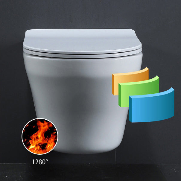 Contemporary All-In-One Flush Toilet Wall Mount Porcelain Toilet Clearhalo 'Bathroom Remodel & Bathroom Fixtures' 'Home Improvement' 'home_improvement' 'home_improvement_toilets' 'Toilets & Bidets' 'Toilets' 6974118