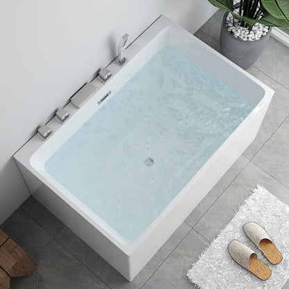 Soaking Rectangular Bathtub Antique Finish Acrylic Back to Wall Bath Tub Tub with Silver 5-Piece Set