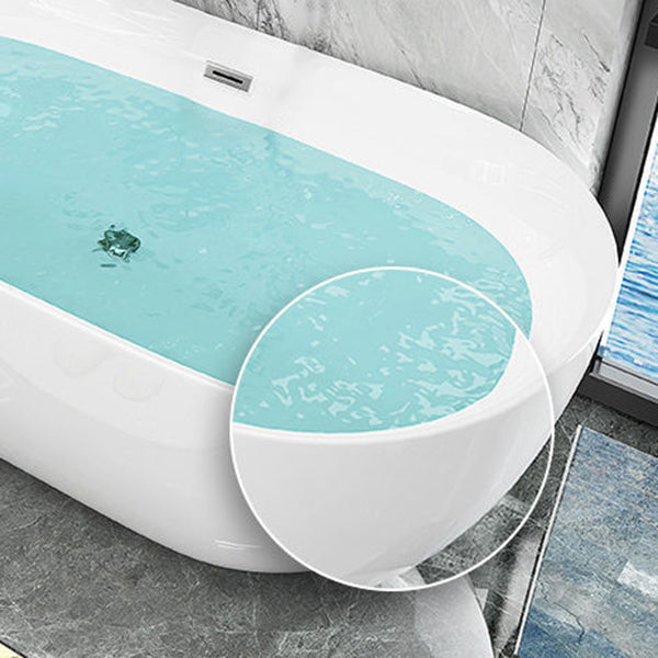 Freestanding Acrylic Bath White Oval Modern Back to Wall Bathtub Clearhalo 'Bathroom Remodel & Bathroom Fixtures' 'Bathtubs' 'Home Improvement' 'home_improvement' 'home_improvement_bathtubs' 'Showers & Bathtubs' 6974901