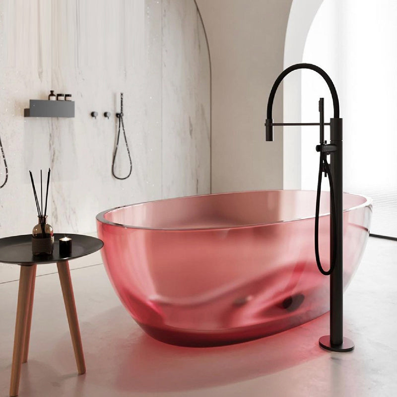 Bathroom Acrylic Oval Tub Soaking Freestanding Bathtub , 22.05" Tall Clearhalo 'Bathroom Remodel & Bathroom Fixtures' 'Bathtubs' 'Home Improvement' 'home_improvement' 'home_improvement_bathtubs' 'Showers & Bathtubs' 6974948