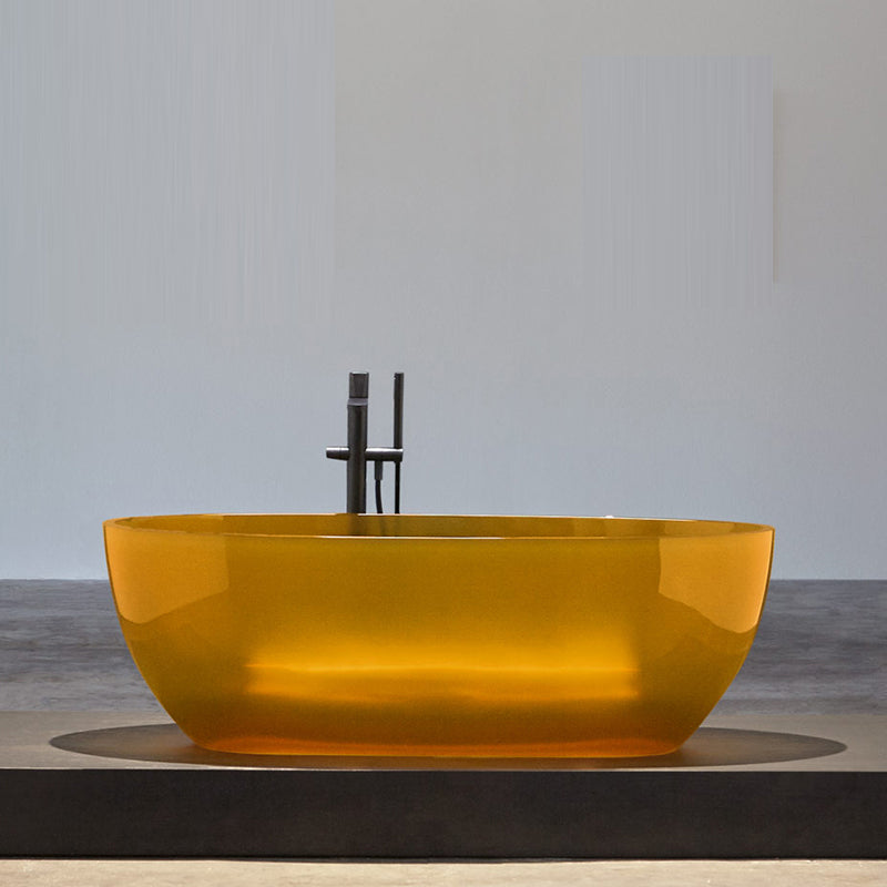 Bathroom Acrylic Oval Tub Soaking Freestanding Bathtub , 22.05" Tall Orange Clearhalo 'Bathroom Remodel & Bathroom Fixtures' 'Bathtubs' 'Home Improvement' 'home_improvement' 'home_improvement_bathtubs' 'Showers & Bathtubs' 6974952