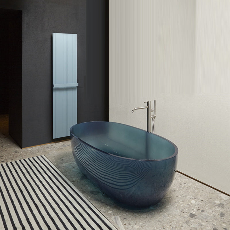 Bathroom Acrylic Oval Tub Soaking Freestanding Bathtub , 22.05" Tall Blue 59"L x 31"W x 22"H Clearhalo 'Bathroom Remodel & Bathroom Fixtures' 'Bathtubs' 'Home Improvement' 'home_improvement' 'home_improvement_bathtubs' 'Showers & Bathtubs' 6974955