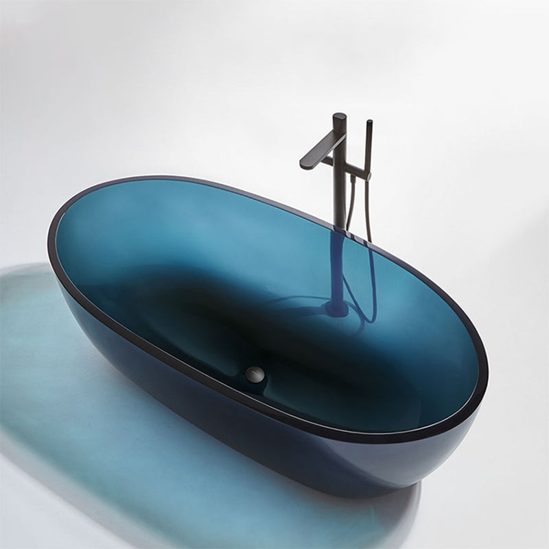 Acrylic Oval Freestanding Bath Modern 22.04-inch Tall Soaking Bathtub Blue 67&quot;L x 31&quot;W x 22&quot;H Clearhalo &#39;Bathroom Remodel &amp; Bathroom Fixtures&#39; &#39;Bathtubs&#39; &#39;Home Improvement&#39; &#39;home_improvement&#39; &#39;home_improvement_bathtubs&#39; &#39;Showers &amp; Bathtubs&#39; 6974965