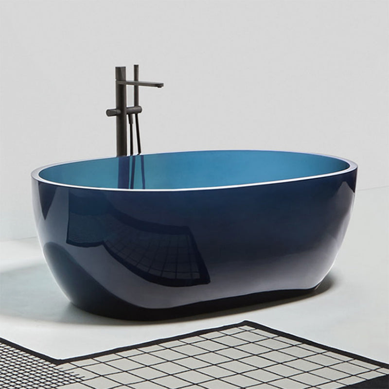 Acrylic Oval Freestanding Bath Modern 22.04-inch Tall Soaking Bathtub Blue 59&quot;L x 28&quot;W x 22&quot;H Clearhalo &#39;Bathroom Remodel &amp; Bathroom Fixtures&#39; &#39;Bathtubs&#39; &#39;Home Improvement&#39; &#39;home_improvement&#39; &#39;home_improvement_bathtubs&#39; &#39;Showers &amp; Bathtubs&#39; 6974970