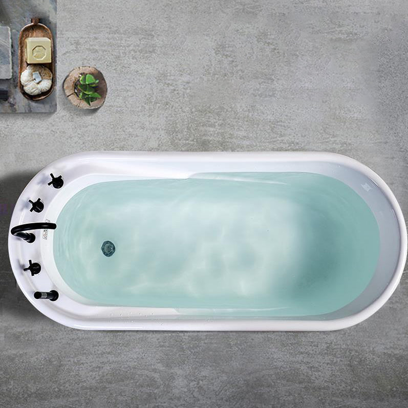 Modern Freestanding Bathtub Acrylic White Bathtub , 28.35-inch Wide (Board not Included) 47"L x 28"W x 24"H Tub with Black 5-Piece Set Clearhalo 'Bathroom Remodel & Bathroom Fixtures' 'Bathtubs' 'Home Improvement' 'home_improvement' 'home_improvement_bathtubs' 'Showers & Bathtubs' 6975031