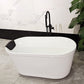 Freestanding Soaking Bath Back to Wall Modern White Bathtub With Faucet Black Tub with Freestanding Tub Fillers Clearhalo 'Bathroom Remodel & Bathroom Fixtures' 'Bathtubs' 'Home Improvement' 'home_improvement' 'home_improvement_bathtubs' 'Showers & Bathtubs' 6975046