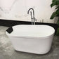 Freestanding Soaking Bath Back to Wall Modern White Bathtub With Faucet Silver Tub with Freestanding Tub Fillers Clearhalo 'Bathroom Remodel & Bathroom Fixtures' 'Bathtubs' 'Home Improvement' 'home_improvement' 'home_improvement_bathtubs' 'Showers & Bathtubs' 6975048