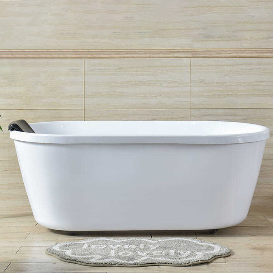Freestanding Soaking Bath Back to Wall Modern White Bathtub With Faucet White 51"L x 25.5"W x 24"H Tub with Pillow Clearhalo 'Bathroom Remodel & Bathroom Fixtures' 'Bathtubs' 'Home Improvement' 'home_improvement' 'home_improvement_bathtubs' 'Showers & Bathtubs' 6975050