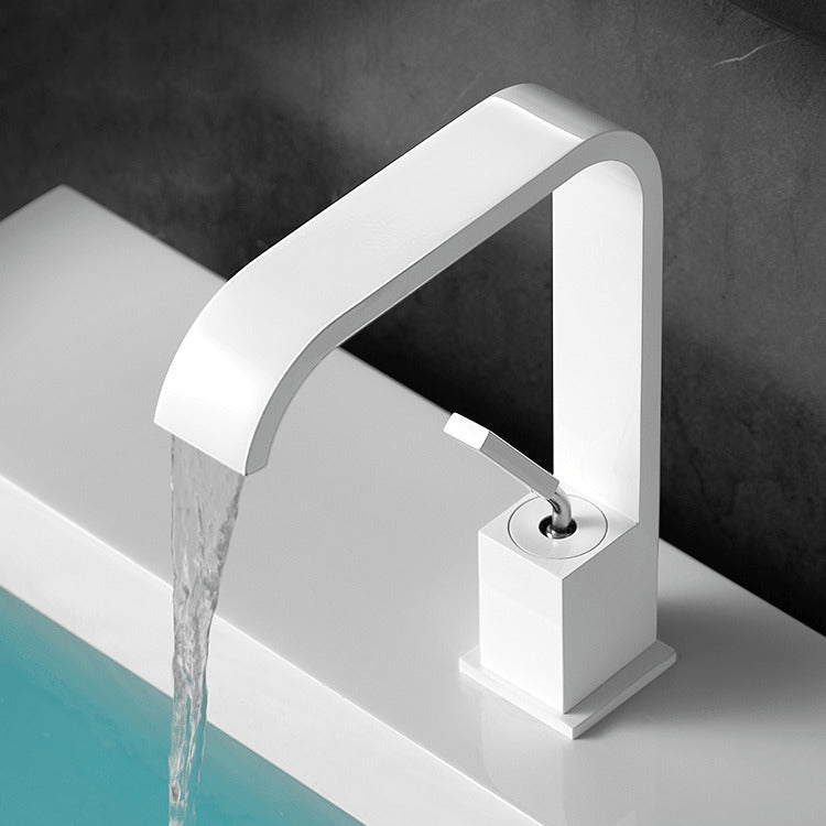 Waterfall Spout Widespread Lavatory Faucet Modern Metal Widespread Sink Faucet Clearhalo 'Bathroom Remodel & Bathroom Fixtures' 'Bathroom Sink Faucets' 'Bathroom Sinks & Faucet Components' 'bathroom_sink_faucets' 'Home Improvement' 'home_improvement' 'home_improvement_bathroom_sink_faucets' 6976527