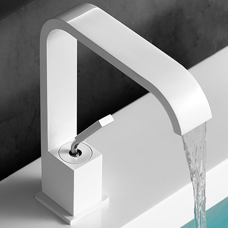 Waterfall Spout Widespread Lavatory Faucet Modern Metal Widespread Sink Faucet White 8.3" Clearhalo 'Bathroom Remodel & Bathroom Fixtures' 'Bathroom Sink Faucets' 'Bathroom Sinks & Faucet Components' 'bathroom_sink_faucets' 'Home Improvement' 'home_improvement' 'home_improvement_bathroom_sink_faucets' 6976531