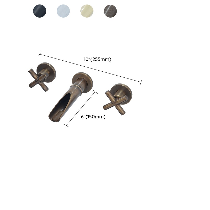 Traditioal Brass Roman Tub Faucet with 2 Cross Handles Tub Faucet Clearhalo 'Bathroom Remodel & Bathroom Fixtures' 'Bathroom Sink Faucets' 'Bathroom Sinks & Faucet Components' 'bathroom_sink_faucets' 'Home Improvement' 'home_improvement' 'home_improvement_bathroom_sink_faucets' 6976587