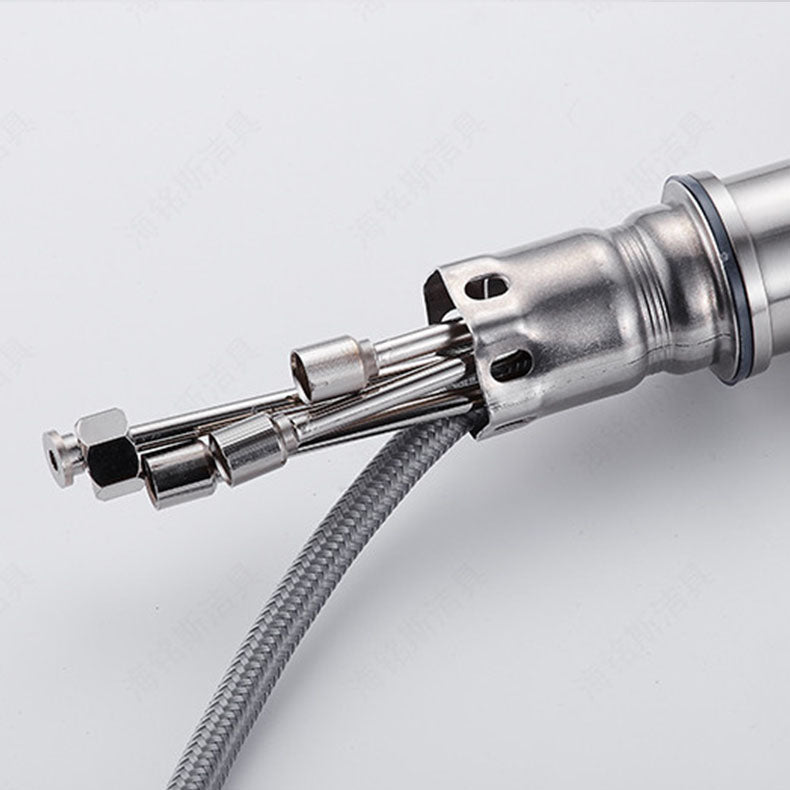 1 Hole Kitchen Faucets Metal Pulldown Sprayer Kitchen Faucet with Double Handles Clearhalo 'Home Improvement' 'home_improvement' 'home_improvement_kitchen_faucets' 'Kitchen Faucets' 'Kitchen Remodel & Kitchen Fixtures' 'Kitchen Sinks & Faucet Components' 'kitchen_faucets' 6976618