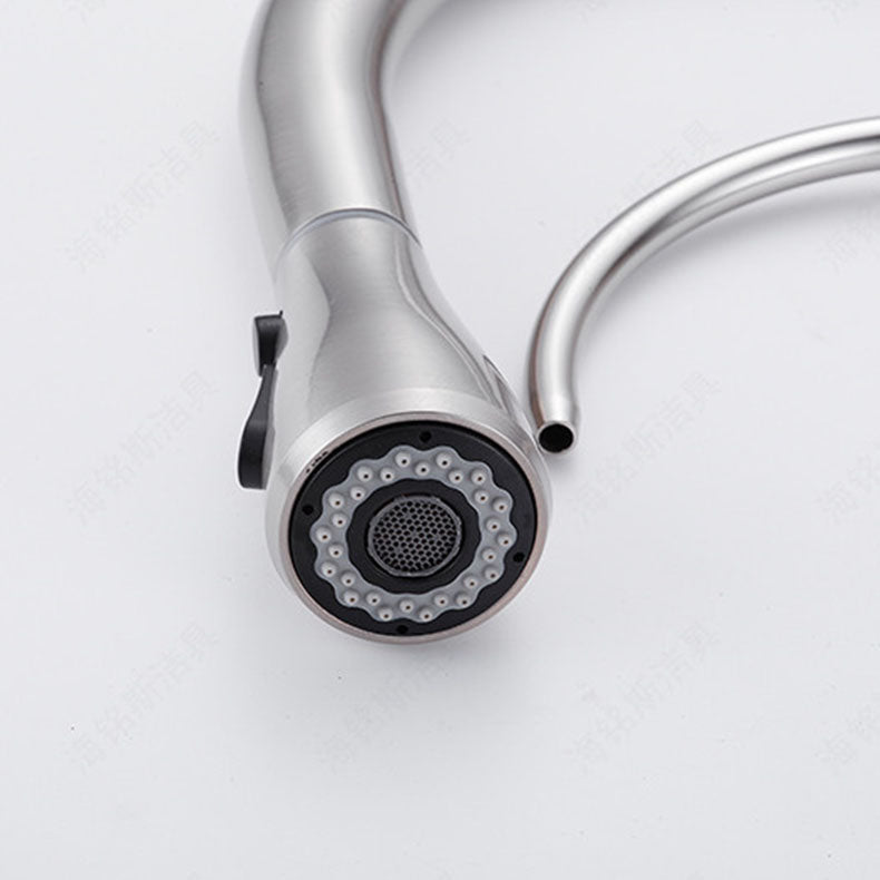 1 Hole Kitchen Faucets Metal Pulldown Sprayer Kitchen Faucet with Double Handles Clearhalo 'Home Improvement' 'home_improvement' 'home_improvement_kitchen_faucets' 'Kitchen Faucets' 'Kitchen Remodel & Kitchen Fixtures' 'Kitchen Sinks & Faucet Components' 'kitchen_faucets' 6976619