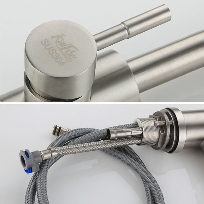 Contemporary High Arch Kitchen Sink Faucet 304 Stainless Steel Swivel Spout Faucet Clearhalo 'Home Improvement' 'home_improvement' 'home_improvement_kitchen_faucets' 'Kitchen Faucets' 'Kitchen Remodel & Kitchen Fixtures' 'Kitchen Sinks & Faucet Components' 'kitchen_faucets' 6976626