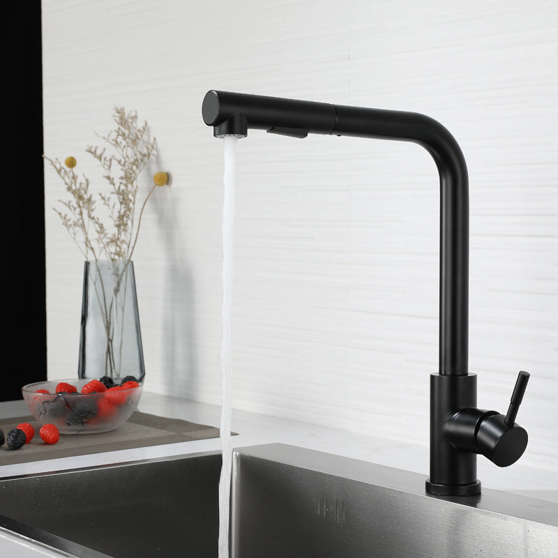 Kitchen Faucet Rod Handle Cold and Hot Controlled Kitchen Faucet Black Clearhalo 'Home Improvement' 'home_improvement' 'home_improvement_kitchen_faucets' 'Kitchen Faucets' 'Kitchen Remodel & Kitchen Fixtures' 'Kitchen Sinks & Faucet Components' 'kitchen_faucets' 6976631