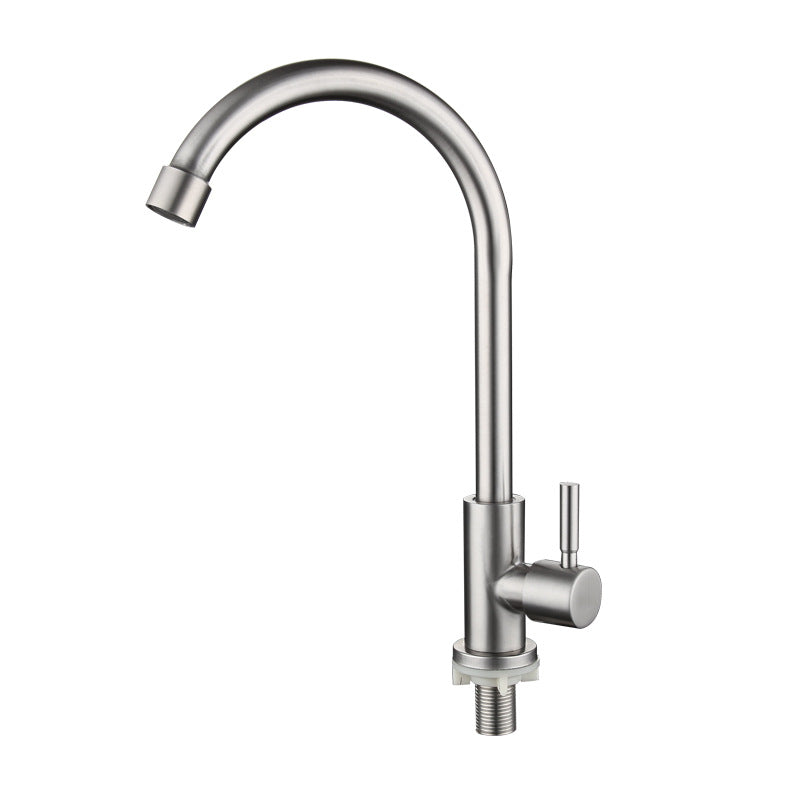 Kitchen Faucet Rod Handle Stainless Cold Controlled Kitchen Faucet Nickel Clearhalo 'Home Improvement' 'home_improvement' 'home_improvement_kitchen_faucets' 'Kitchen Faucets' 'Kitchen Remodel & Kitchen Fixtures' 'Kitchen Sinks & Faucet Components' 'kitchen_faucets' 6976642