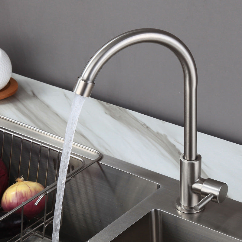 Kitchen Faucet Rod Handle Stainless Cold Controlled Kitchen Faucet Clearhalo 'Home Improvement' 'home_improvement' 'home_improvement_kitchen_faucets' 'Kitchen Faucets' 'Kitchen Remodel & Kitchen Fixtures' 'Kitchen Sinks & Faucet Components' 'kitchen_faucets' 6976643