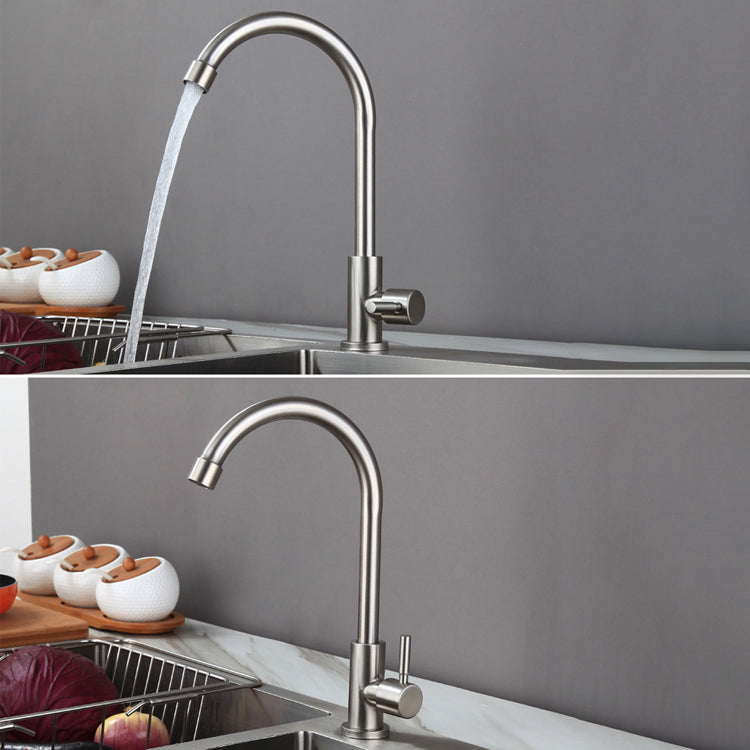 Kitchen Faucet Rod Handle Stainless Cold Controlled Kitchen Faucet Clearhalo 'Home Improvement' 'home_improvement' 'home_improvement_kitchen_faucets' 'Kitchen Faucets' 'Kitchen Remodel & Kitchen Fixtures' 'Kitchen Sinks & Faucet Components' 'kitchen_faucets' 6976645