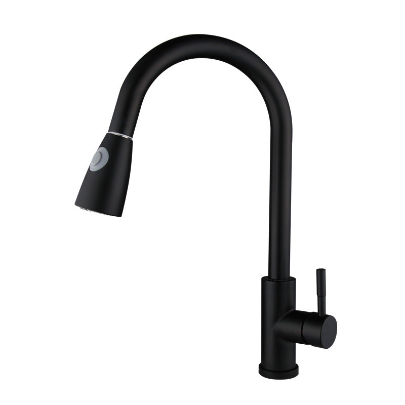 Kitchen Faucet Cold and Hot Controlled Rod Handle Stainless Black Kitchen Faucet Black Clearhalo 'Home Improvement' 'home_improvement' 'home_improvement_kitchen_faucets' 'Kitchen Faucets' 'Kitchen Remodel & Kitchen Fixtures' 'Kitchen Sinks & Faucet Components' 'kitchen_faucets' 6976654