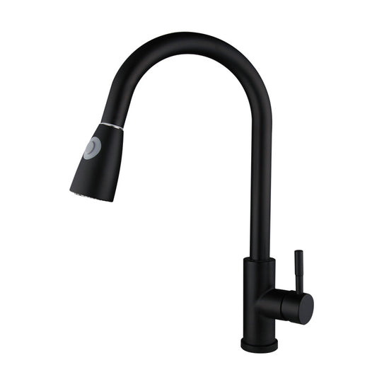 Kitchen Faucet Cold and Hot Controlled Rod Handle Stainless Black Kitchen Faucet Clearhalo 'Home Improvement' 'home_improvement' 'home_improvement_kitchen_faucets' 'Kitchen Faucets' 'Kitchen Remodel & Kitchen Fixtures' 'Kitchen Sinks & Faucet Components' 'kitchen_faucets' 6976658