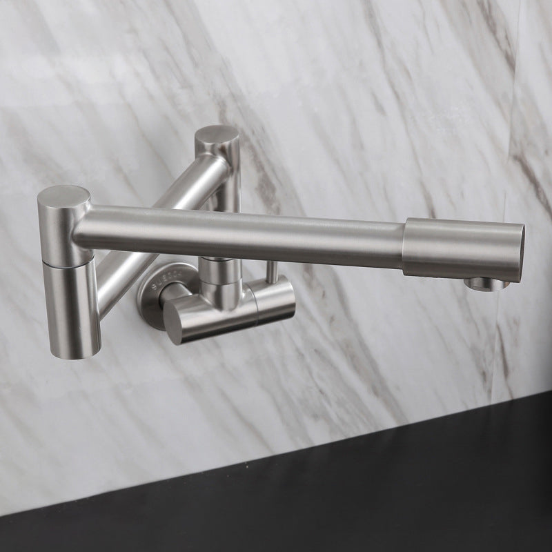 Stainless Steel Pot Filler Faucet with Single Handle No Sensor Faucet Single Handle Clearhalo 'Home Improvement' 'home_improvement' 'home_improvement_kitchen_faucets' 'Kitchen Faucets' 'Kitchen Remodel & Kitchen Fixtures' 'Kitchen Sinks & Faucet Components' 'kitchen_faucets' 6976673