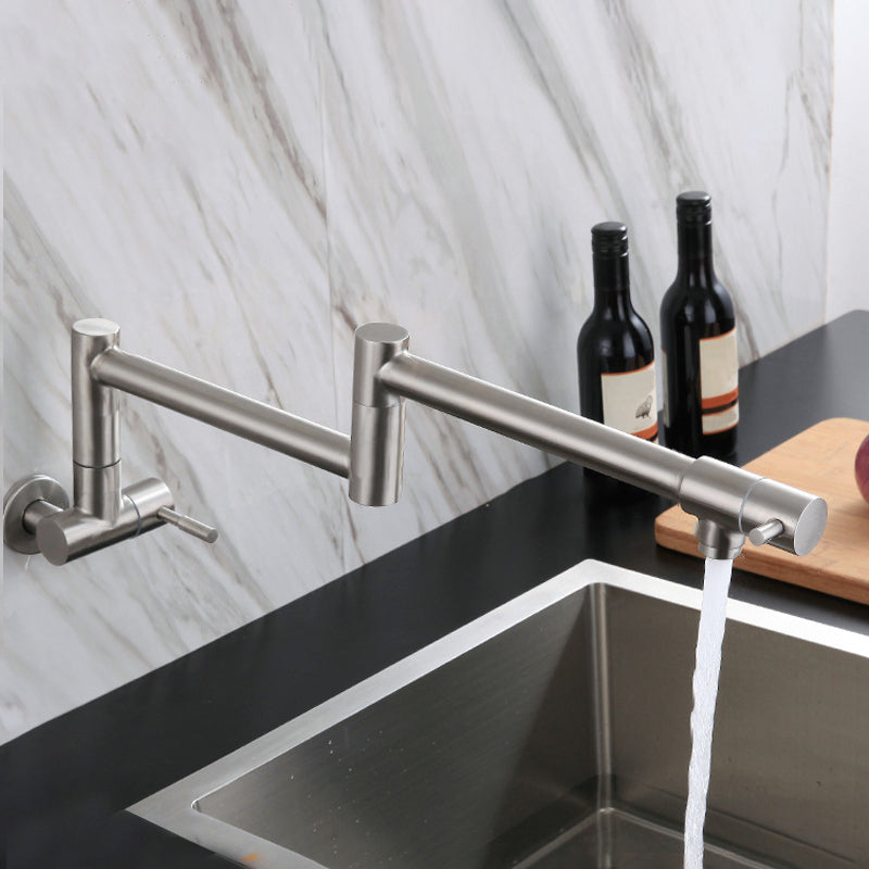 Stainless Steel Pot Filler Faucet with Single Handle No Sensor Faucet Clearhalo 'Home Improvement' 'home_improvement' 'home_improvement_kitchen_faucets' 'Kitchen Faucets' 'Kitchen Remodel & Kitchen Fixtures' 'Kitchen Sinks & Faucet Components' 'kitchen_faucets' 6976675