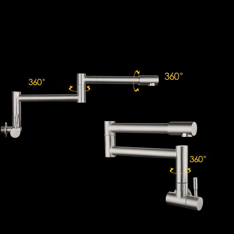Stainless Steel Pot Filler Faucet with Single Handle No Sensor Faucet Clearhalo 'Home Improvement' 'home_improvement' 'home_improvement_kitchen_faucets' 'Kitchen Faucets' 'Kitchen Remodel & Kitchen Fixtures' 'Kitchen Sinks & Faucet Components' 'kitchen_faucets' 6976677