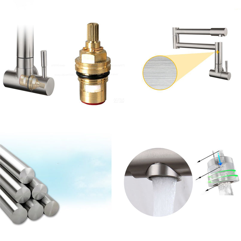 Stainless Steel Pot Filler Faucet with Single Handle No Sensor Faucet Clearhalo 'Home Improvement' 'home_improvement' 'home_improvement_kitchen_faucets' 'Kitchen Faucets' 'Kitchen Remodel & Kitchen Fixtures' 'Kitchen Sinks & Faucet Components' 'kitchen_faucets' 6976682