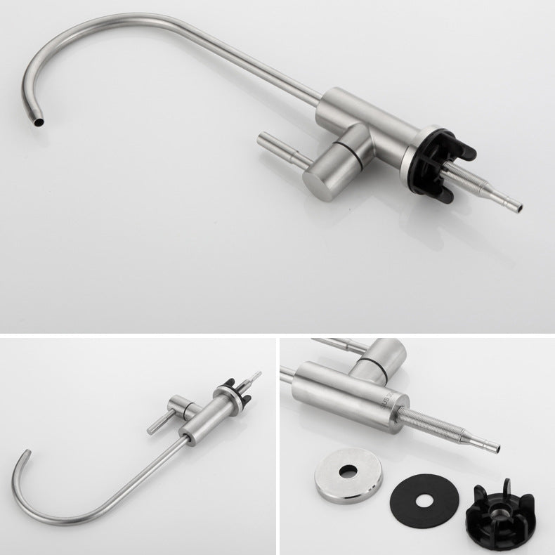 Stainless Steel Kitchen Faucet with Handle Gooseneck Standard Kitchen Faucets Clearhalo 'Home Improvement' 'home_improvement' 'home_improvement_kitchen_faucets' 'Kitchen Faucets' 'Kitchen Remodel & Kitchen Fixtures' 'Kitchen Sinks & Faucet Components' 'kitchen_faucets' 6976705