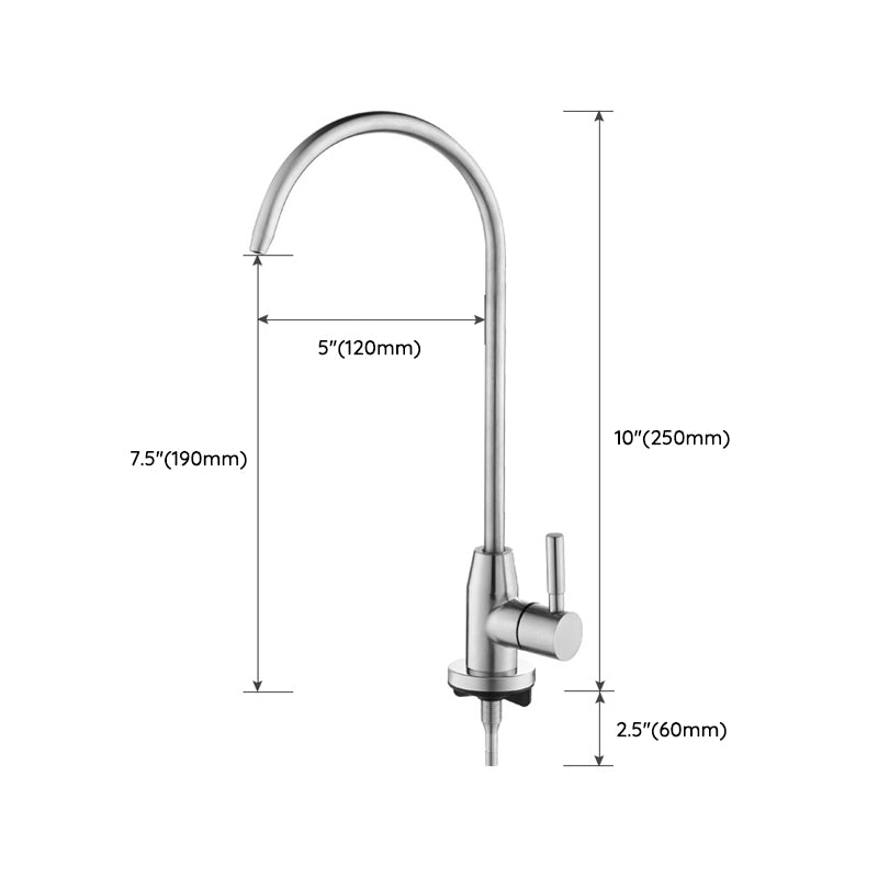 Stainless Steel Kitchen Faucet with Handle Gooseneck Standard Kitchen Faucets Clearhalo 'Home Improvement' 'home_improvement' 'home_improvement_kitchen_faucets' 'Kitchen Faucets' 'Kitchen Remodel & Kitchen Fixtures' 'Kitchen Sinks & Faucet Components' 'kitchen_faucets' 6976707