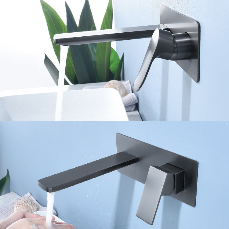 Modern Bathroom Faucet Solid Color Single Handle Wall Mounted Bathroom Faucet Clearhalo 'Bathroom Remodel & Bathroom Fixtures' 'Bathroom Sink Faucets' 'Bathroom Sinks & Faucet Components' 'bathroom_sink_faucets' 'Home Improvement' 'home_improvement' 'home_improvement_bathroom_sink_faucets' 6977326