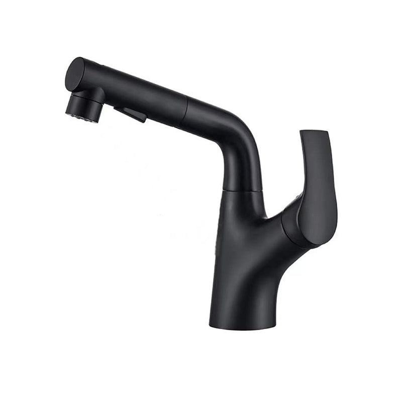 Lever Handles Sink Faucet Circular Swivel Spout Brass Bathroom Sink Faucet Black Basket Not Included Clearhalo 'Bathroom Remodel & Bathroom Fixtures' 'Bathroom Sink Faucets' 'Bathroom Sinks & Faucet Components' 'bathroom_sink_faucets' 'Home Improvement' 'home_improvement' 'home_improvement_bathroom_sink_faucets' 6977340