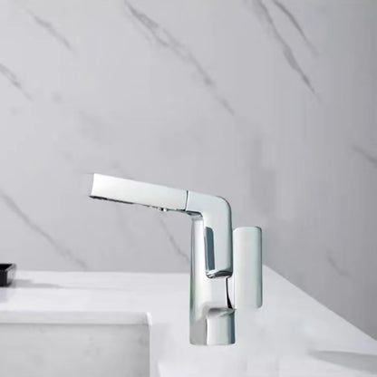 Lever Handles Basin Lavatory Faucet Modern Vanity Sink Faucet Silver 8.3" Clearhalo 'Bathroom Remodel & Bathroom Fixtures' 'Bathroom Sink Faucets' 'Bathroom Sinks & Faucet Components' 'bathroom_sink_faucets' 'Home Improvement' 'home_improvement' 'home_improvement_bathroom_sink_faucets' 6977673