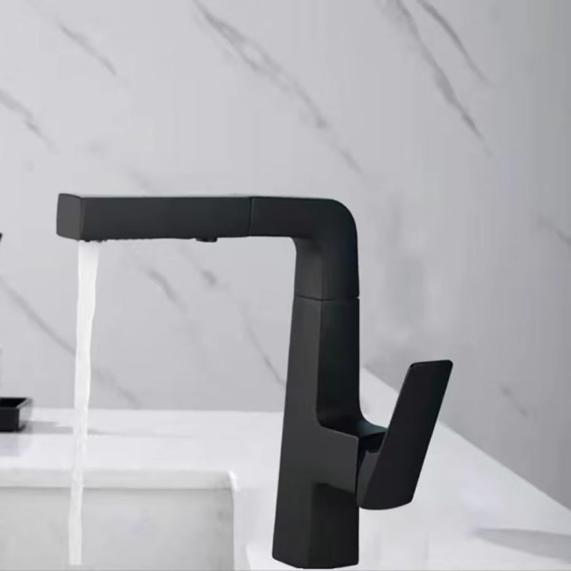 Lever Handles Basin Lavatory Faucet Modern Vanity Sink Faucet Black 10.2" Clearhalo 'Bathroom Remodel & Bathroom Fixtures' 'Bathroom Sink Faucets' 'Bathroom Sinks & Faucet Components' 'bathroom_sink_faucets' 'Home Improvement' 'home_improvement' 'home_improvement_bathroom_sink_faucets' 6977679