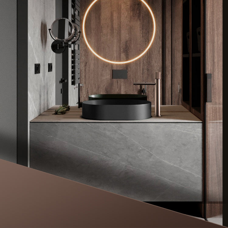 Modern Brass Bathroom Sink Faucet Circular Knob Handle Sink Faucet Clearhalo 'Bathroom Remodel & Bathroom Fixtures' 'Bathroom Sink Faucets' 'Bathroom Sinks & Faucet Components' 'bathroom_sink_faucets' 'Home Improvement' 'home_improvement' 'home_improvement_bathroom_sink_faucets' 6977694