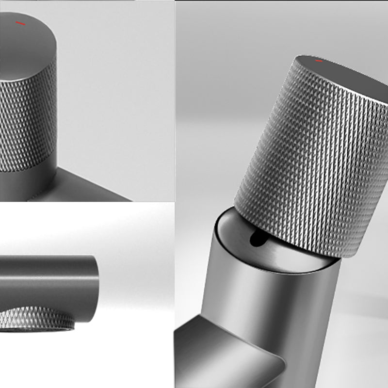 Modern Brass Bathroom Sink Faucet Circular Knob Handle Sink Faucet Clearhalo 'Bathroom Remodel & Bathroom Fixtures' 'Bathroom Sink Faucets' 'Bathroom Sinks & Faucet Components' 'bathroom_sink_faucets' 'Home Improvement' 'home_improvement' 'home_improvement_bathroom_sink_faucets' 6977706