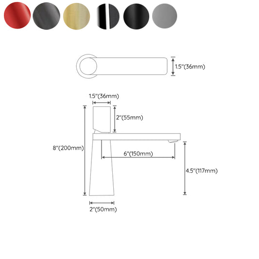 Knob Handle Square Sink Faucet Brass Bathroom Sink Faucet with 1 Hole Clearhalo 'Bathroom Remodel & Bathroom Fixtures' 'Bathroom Sink Faucets' 'Bathroom Sinks & Faucet Components' 'bathroom_sink_faucets' 'Home Improvement' 'home_improvement' 'home_improvement_bathroom_sink_faucets' 6977807