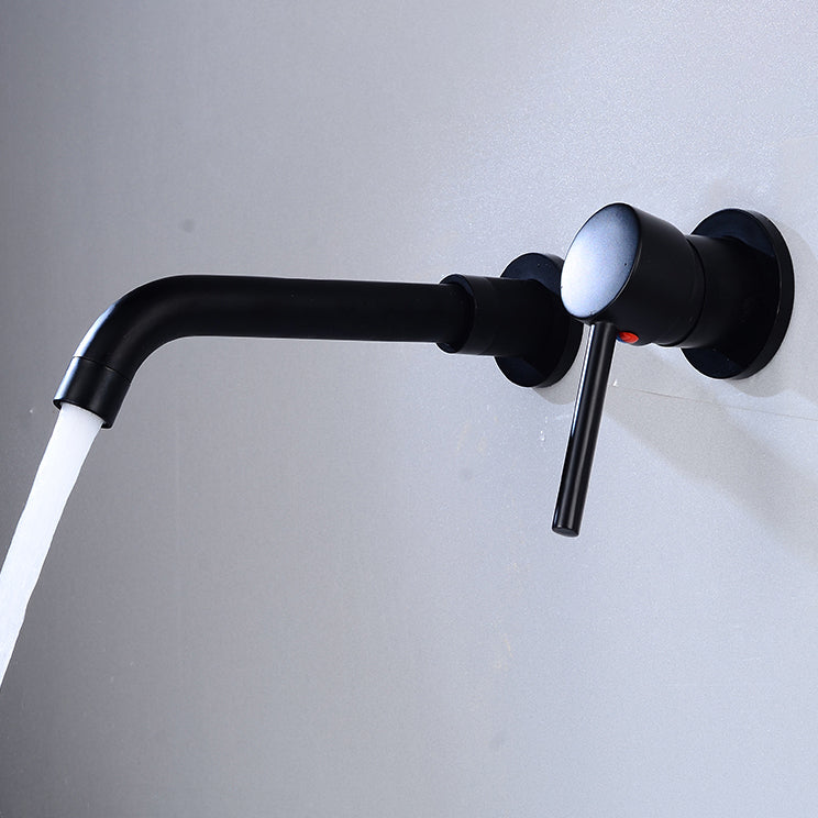 Lever Handles Wall Mounted Bathroom Faucet High-Arc Lavatory Faucet Clearhalo 'Bathroom Remodel & Bathroom Fixtures' 'Bathroom Sink Faucets' 'Bathroom Sinks & Faucet Components' 'bathroom_sink_faucets' 'Home Improvement' 'home_improvement' 'home_improvement_bathroom_sink_faucets' 6977808