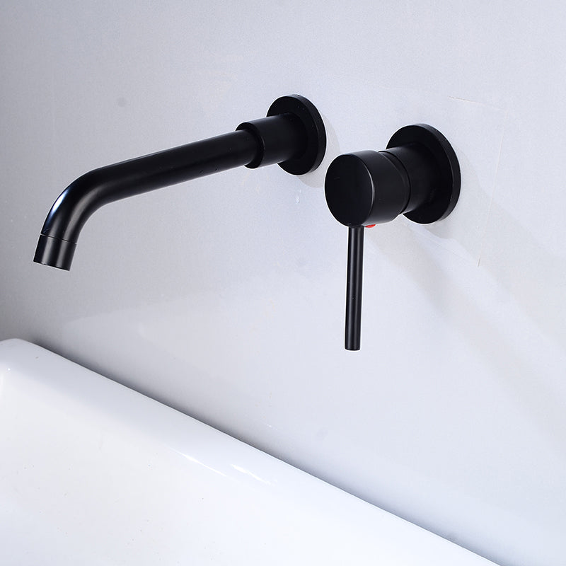 Lever Handles Wall Mounted Bathroom Faucet High-Arc Lavatory Faucet Clearhalo 'Bathroom Remodel & Bathroom Fixtures' 'Bathroom Sink Faucets' 'Bathroom Sinks & Faucet Components' 'bathroom_sink_faucets' 'Home Improvement' 'home_improvement' 'home_improvement_bathroom_sink_faucets' 6977811