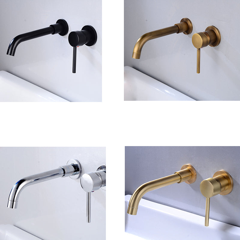 Lever Handles Wall Mounted Bathroom Faucet High-Arc Lavatory Faucet Clearhalo 'Bathroom Remodel & Bathroom Fixtures' 'Bathroom Sink Faucets' 'Bathroom Sinks & Faucet Components' 'bathroom_sink_faucets' 'Home Improvement' 'home_improvement' 'home_improvement_bathroom_sink_faucets' 6977815