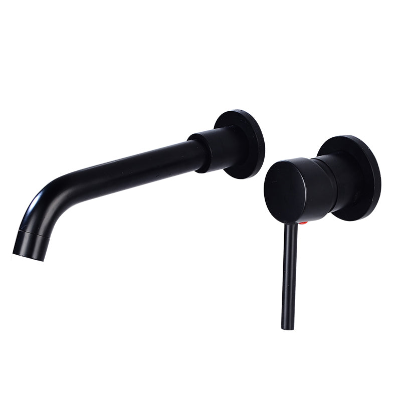 Lever Handles Wall Mounted Bathroom Faucet High-Arc Lavatory Faucet Clearhalo 'Bathroom Remodel & Bathroom Fixtures' 'Bathroom Sink Faucets' 'Bathroom Sinks & Faucet Components' 'bathroom_sink_faucets' 'Home Improvement' 'home_improvement' 'home_improvement_bathroom_sink_faucets' 6977817