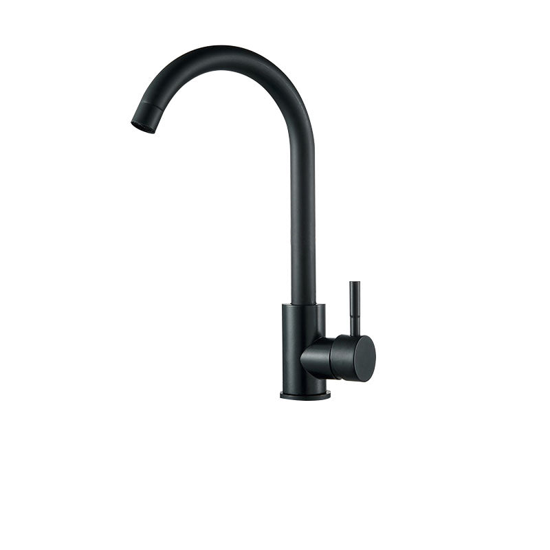 Contemporary Gooseneck Faucet One Handle Kitchen Faucet High Arch Water Filler Stainless Steel Black Single Pattern Clearhalo 'Home Improvement' 'home_improvement' 'home_improvement_kitchen_faucets' 'Kitchen Faucets' 'Kitchen Remodel & Kitchen Fixtures' 'Kitchen Sinks & Faucet Components' 'kitchen_faucets' 6977840