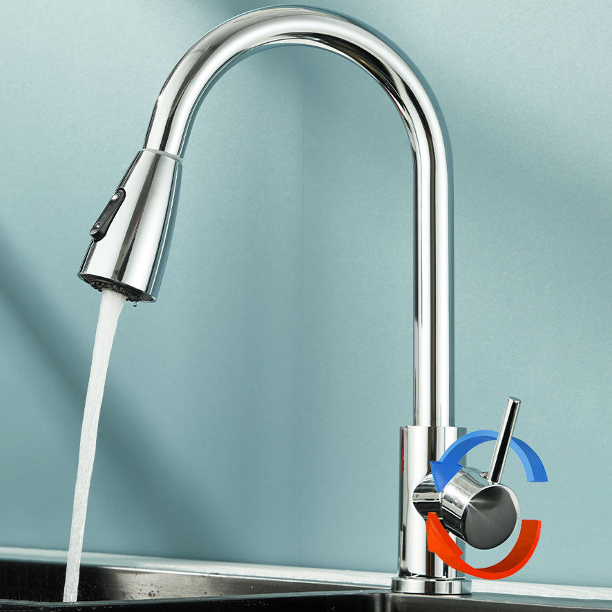 Contemporary Gooseneck Faucet One Handle Kitchen Faucet High Arch Water Filler Clearhalo 'Home Improvement' 'home_improvement' 'home_improvement_kitchen_faucets' 'Kitchen Faucets' 'Kitchen Remodel & Kitchen Fixtures' 'Kitchen Sinks & Faucet Components' 'kitchen_faucets' 6977845