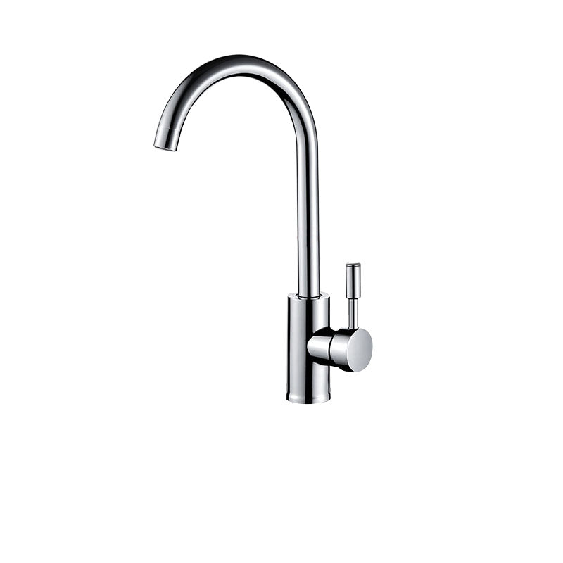 Contemporary Gooseneck Faucet One Handle Kitchen Faucet High Arch Water Filler Stainless Steel Silver Single Pattern Clearhalo 'Home Improvement' 'home_improvement' 'home_improvement_kitchen_faucets' 'Kitchen Faucets' 'Kitchen Remodel & Kitchen Fixtures' 'Kitchen Sinks & Faucet Components' 'kitchen_faucets' 6977847