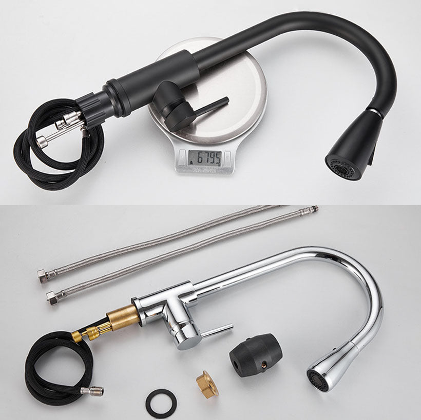 Contemporary Gooseneck Faucet One Handle Kitchen Faucet High Arch Water Filler Clearhalo 'Home Improvement' 'home_improvement' 'home_improvement_kitchen_faucets' 'Kitchen Faucets' 'Kitchen Remodel & Kitchen Fixtures' 'Kitchen Sinks & Faucet Components' 'kitchen_faucets' 6977848