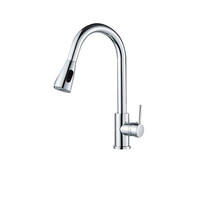Contemporary Gooseneck Faucet One Handle Kitchen Faucet High Arch Water Filler Stainless Steel Silver Dual Mode Clearhalo 'Home Improvement' 'home_improvement' 'home_improvement_kitchen_faucets' 'Kitchen Faucets' 'Kitchen Remodel & Kitchen Fixtures' 'Kitchen Sinks & Faucet Components' 'kitchen_faucets' 6977849