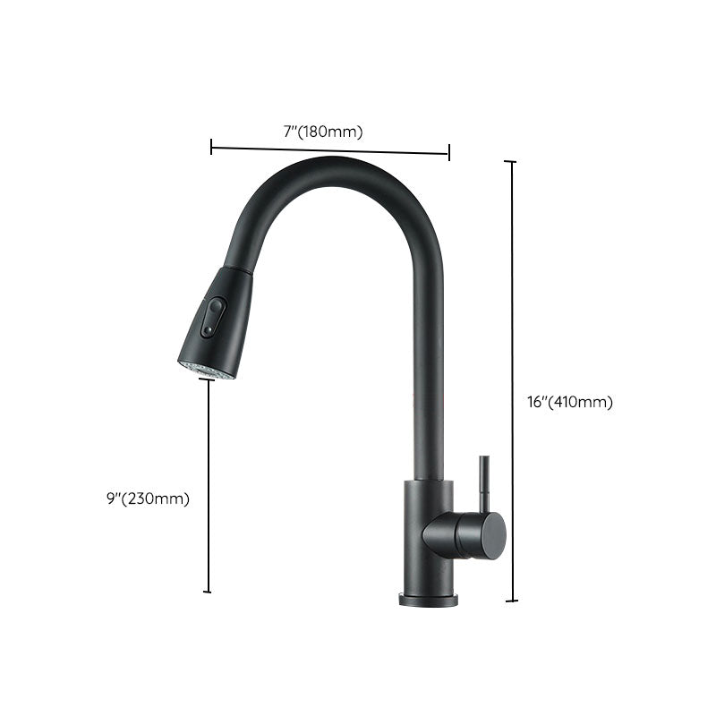 Contemporary Gooseneck Faucet One Handle Kitchen Faucet High Arch Water Filler Clearhalo 'Home Improvement' 'home_improvement' 'home_improvement_kitchen_faucets' 'Kitchen Faucets' 'Kitchen Remodel & Kitchen Fixtures' 'Kitchen Sinks & Faucet Components' 'kitchen_faucets' 6977854