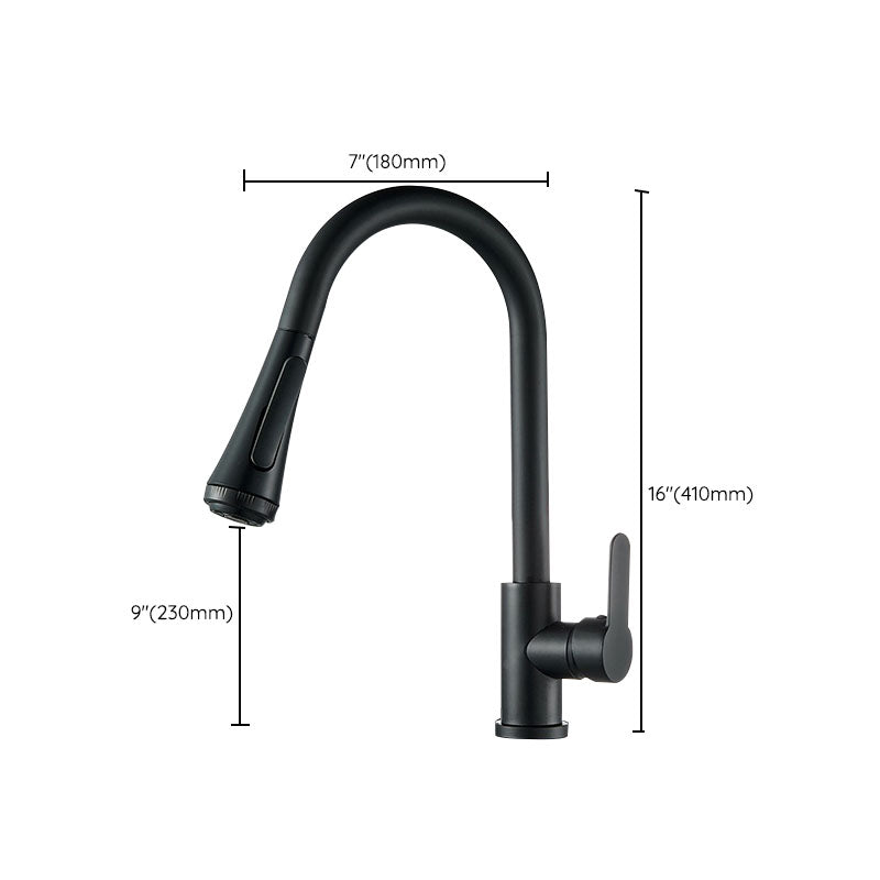 Contemporary Gooseneck Faucet One Handle Kitchen Faucet High Arch Water Filler Clearhalo 'Home Improvement' 'home_improvement' 'home_improvement_kitchen_faucets' 'Kitchen Faucets' 'Kitchen Remodel & Kitchen Fixtures' 'Kitchen Sinks & Faucet Components' 'kitchen_faucets' 6977855